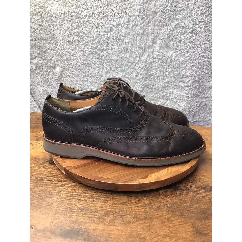 Cole Haan Harmon Grand Cap Toe Oxford Men 13 M‎ Brown Leather Brogue Dress Shoes
